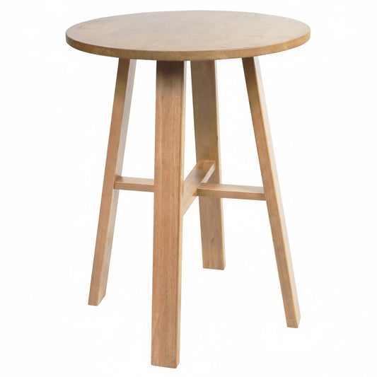 Chunk Wooden natural round table on a white background