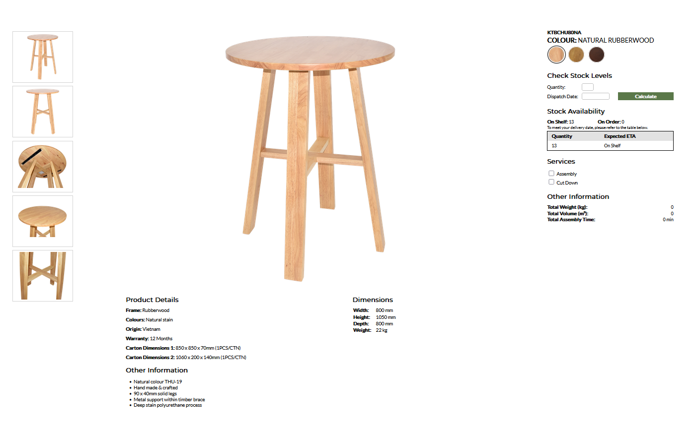 Chunk 800mm Round Drybar Table