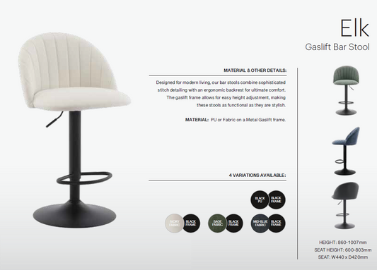 Elk Gas Lift Swivel Kitchen Counter Barstool