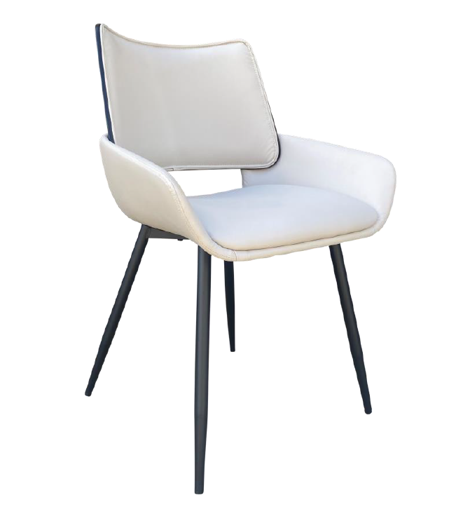 Inka Dining Chair Beige PU Vinyl Seat Black legs