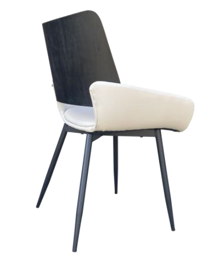 Inka Dining Chair Beige PU Vinyl Seat Black legs
