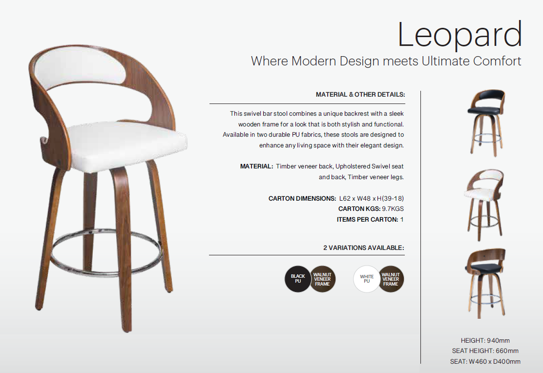 Leopard Swivel Kitchen Counter Barstool