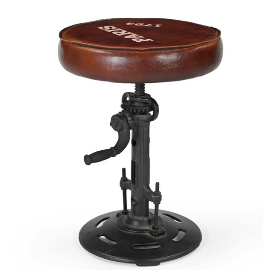 Paris Leather Wind Up Stool