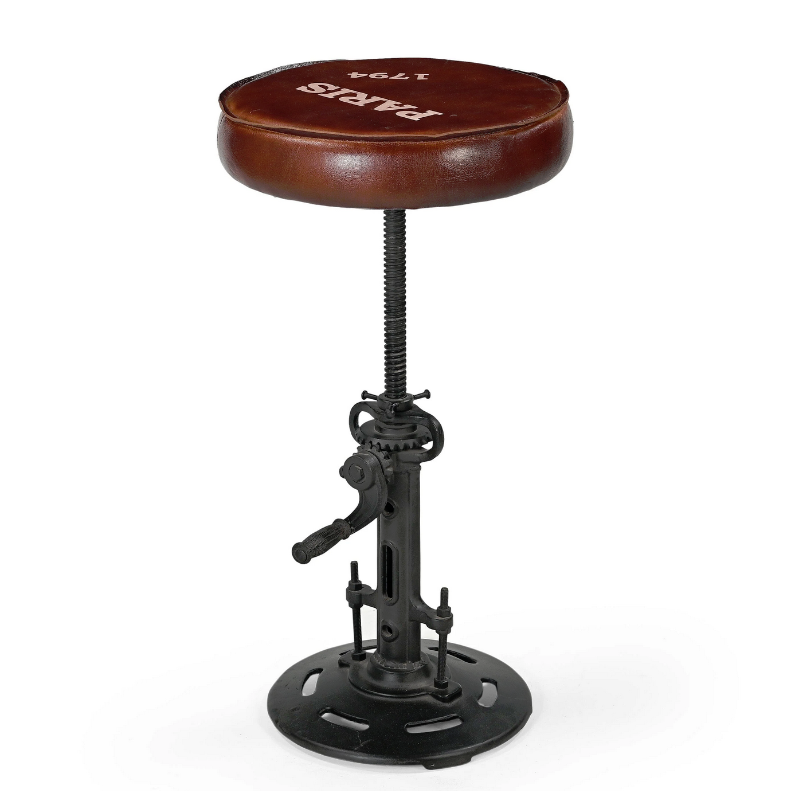Paris Leather Wind Up Stool