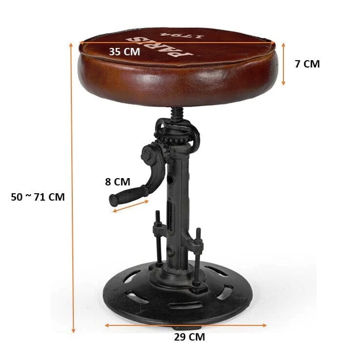 Paris Leather Wind Up Stool