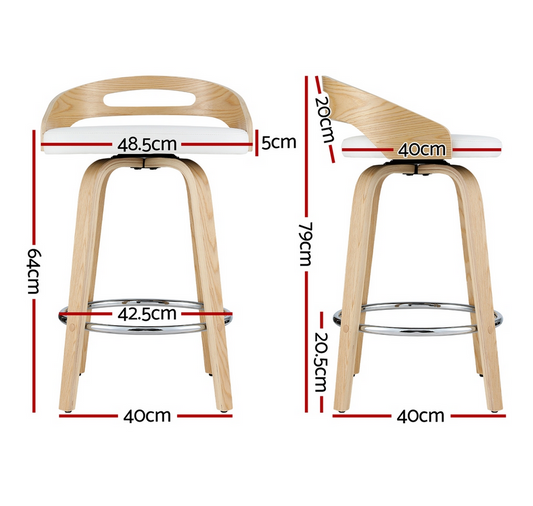 Raquel Low Back Swivel Kitchen Counter Stool x 2 STOOLS