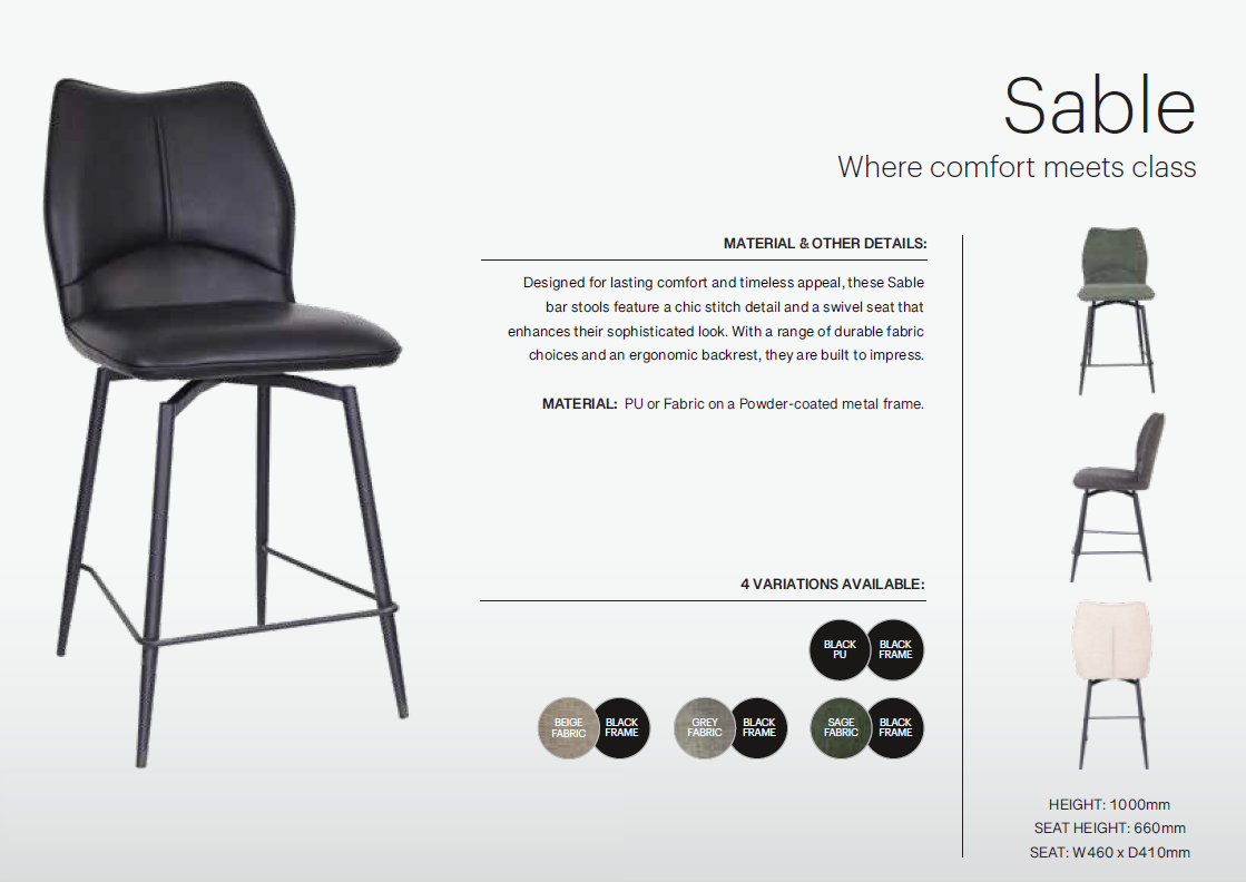 Sable Swivel Kitchen Counter Barstool