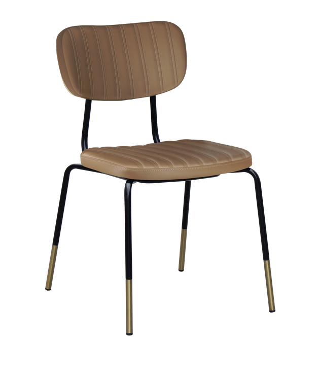 Tiramisu Dining Chair by Durafurn - Black Frame with Brass Tip