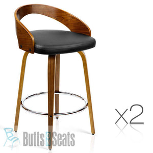 Cheeta Low Back Swivel Kitchen Counter Stool with Vinyl Seat and Chrome Footring on Timber Frame - Stylish and Comfortable Seating Solution X 2 STOOLS