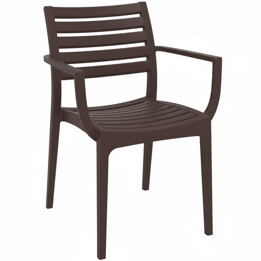 Angled view Siesta Artemis Chocolate chair with armrests on a white background
