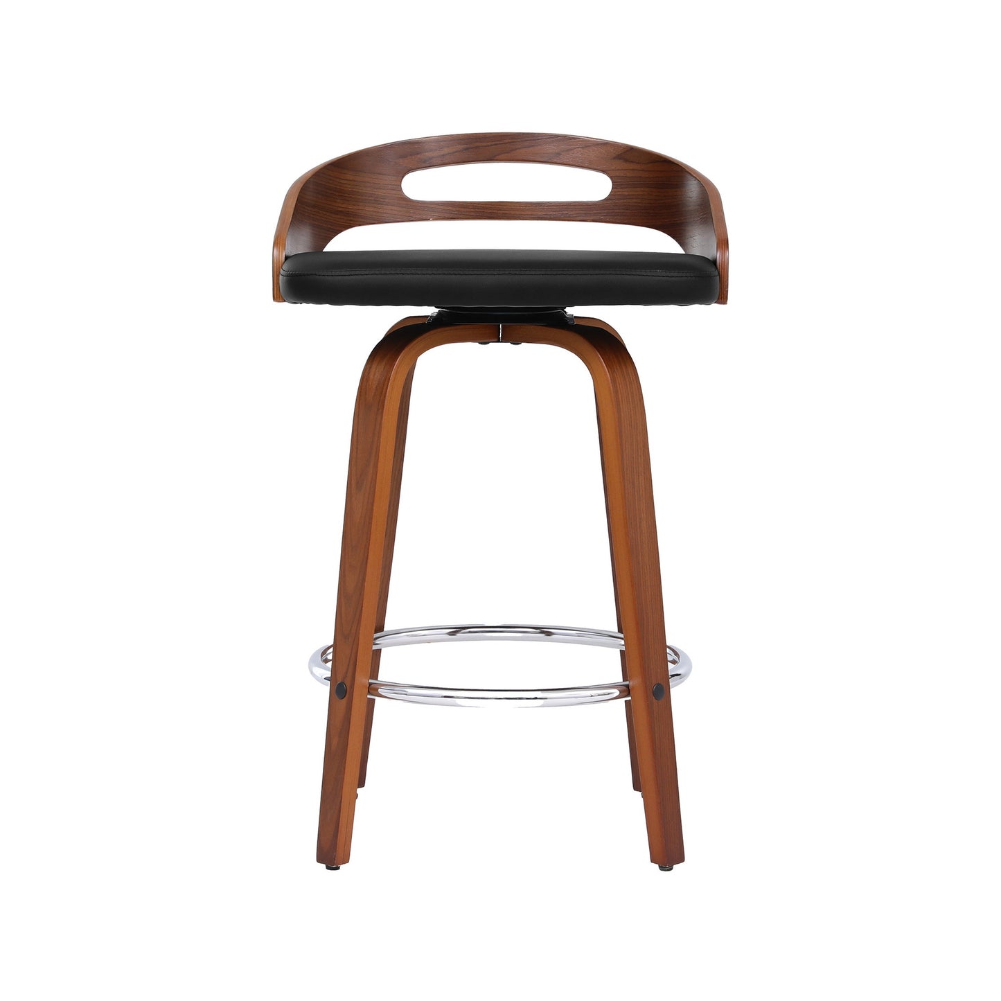 Raquel Walnut Low Back Swivel Kitchen Counter Stool x 2 STOOLS