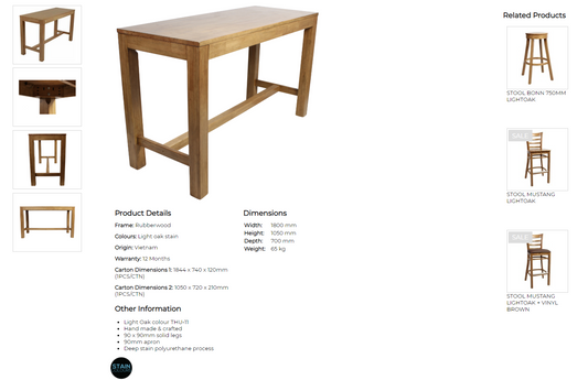 Chunk 1800mm x 700mm Drybar