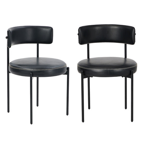 Oikiture Set of 2 Lea Dining Chairs - Fabric or Faux Leather & Steel Legs
