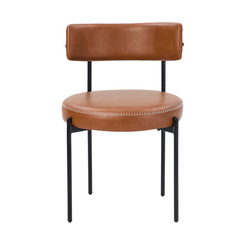 Oikiture Set of 2 Lea Dining Chairs - Fabric or Faux Leather & Steel Legs