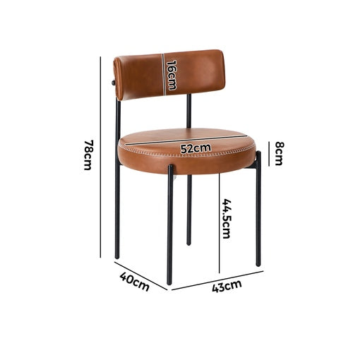 Oikiture Set of 2 Lea Dining Chairs - Fabric or Faux Leather & Steel Legs