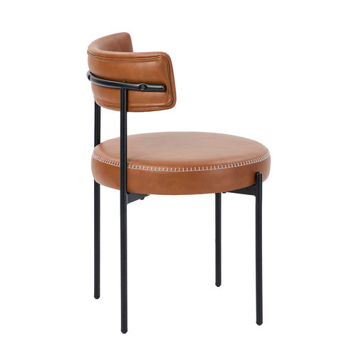 Oikiture Set of 2 Lea Dining Chairs - Fabric or Faux Leather & Steel Legs