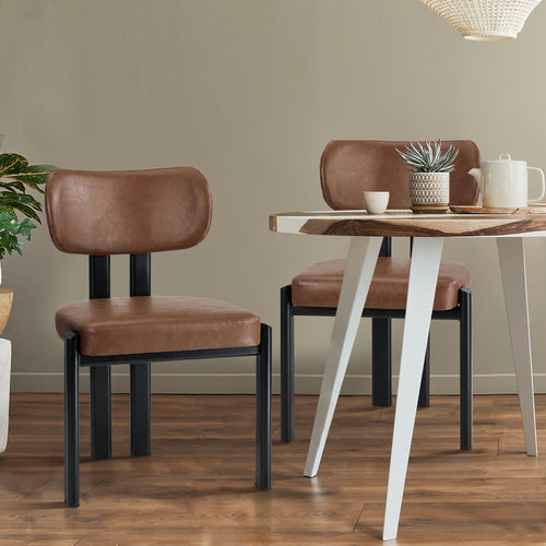 Oikiture Kaya Dining Chair – Mid-Century Modern Accent Chair with Steel Legs