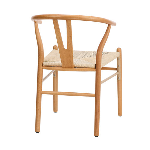 Oikiture Set of 2 Wish Dining Chairs - Natural Beech Wood & Beige Paper Rope