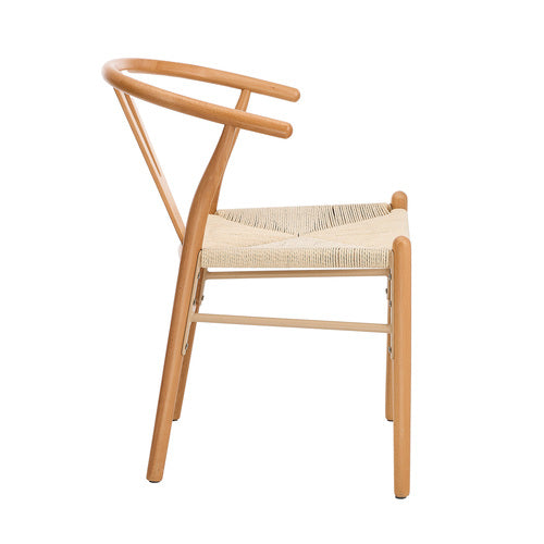 Oikiture Set of 2 Wish Dining Chairs - Natural Beech Wood & Beige Paper Rope
