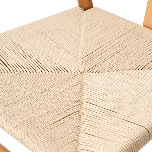 Oikiture Set of 2 Wish Dining Chairs - Natural Beech Wood & Beige Paper Rope