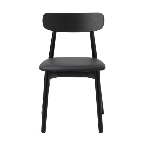 Oikiture Set of 2 Rub Dining Chairs - Solid Wood & Beige PU Leather