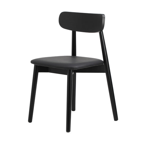 Oikiture Set of 2 Rub Dining Chairs - Solid Wood & Beige PU Leather