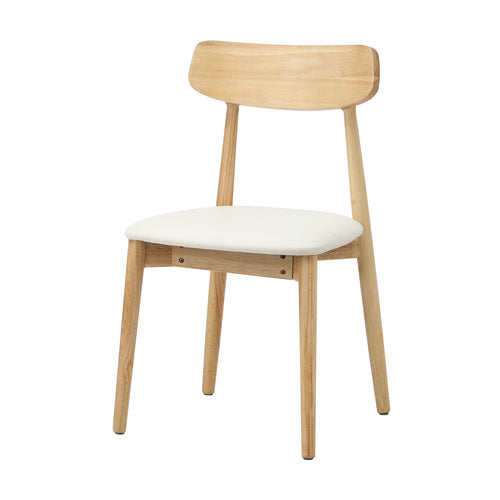 Oikiture Set of 2 Rub Dining Chairs - Solid Wood & Beige PU Leather