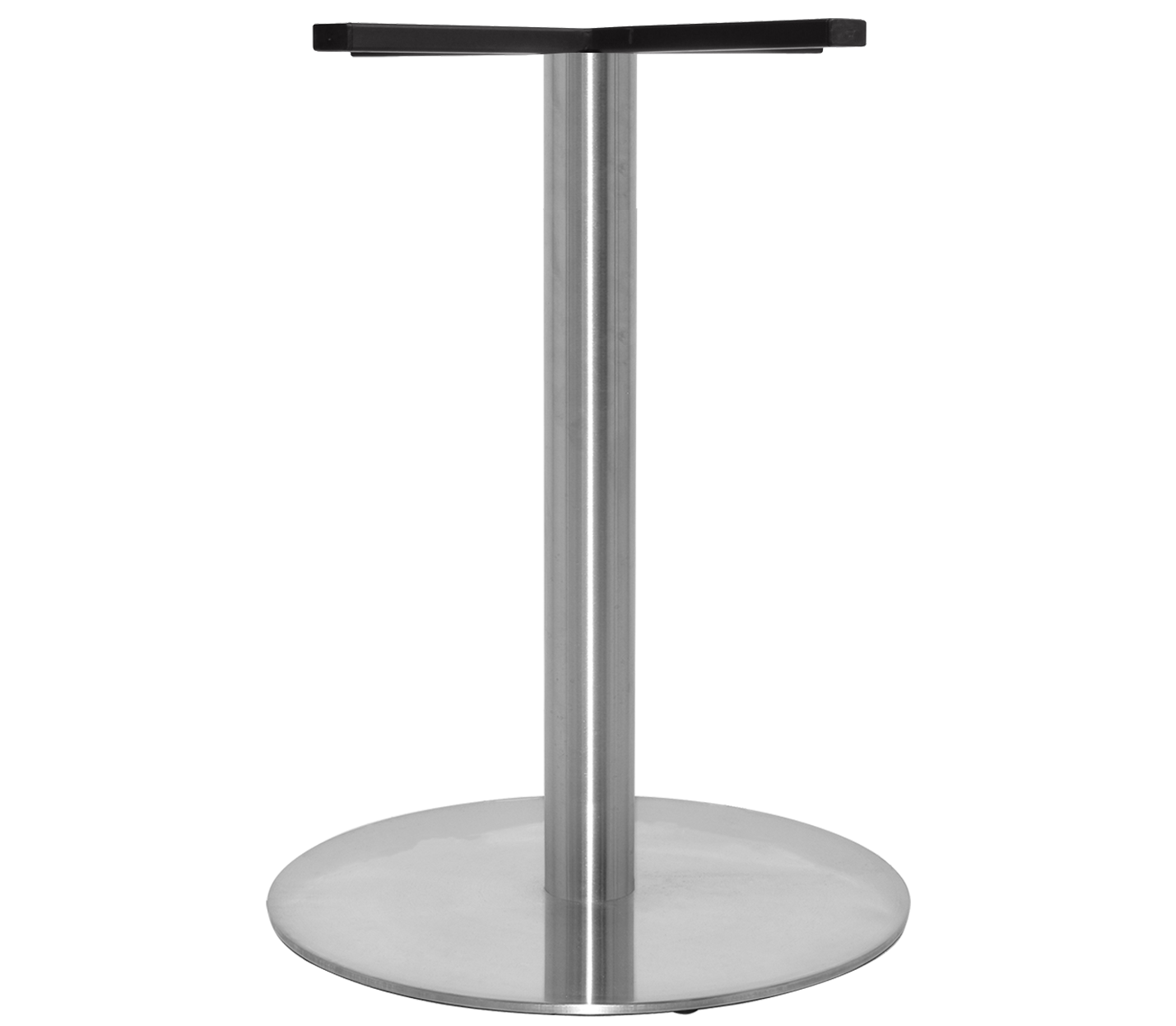 Karalee stainless steel round base with a black cross top on a white background