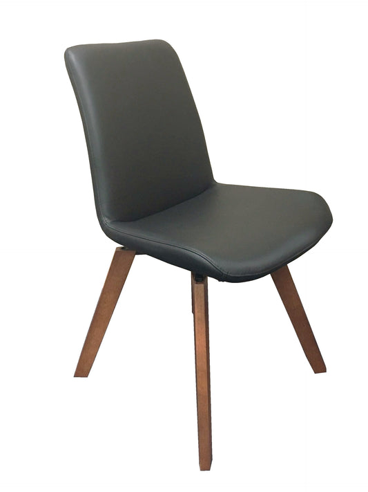 Gey leather chair with Blackwood coloured legs