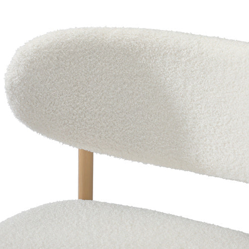 Oikiture 2x Spa Bar Stools Boucle Fabric Natural White