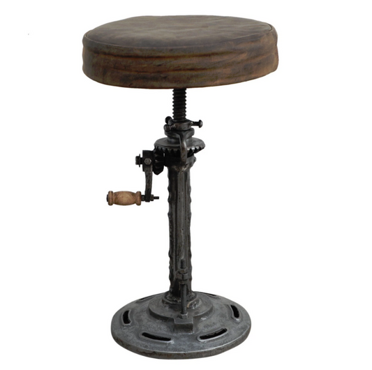 Vintage Leather Wind Up Stool
