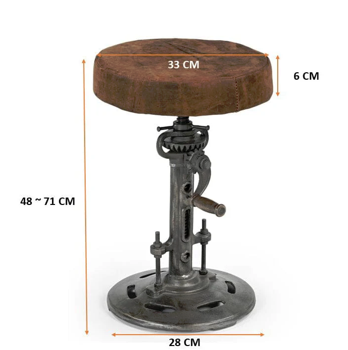 Vintage Leather Wind Up Stool