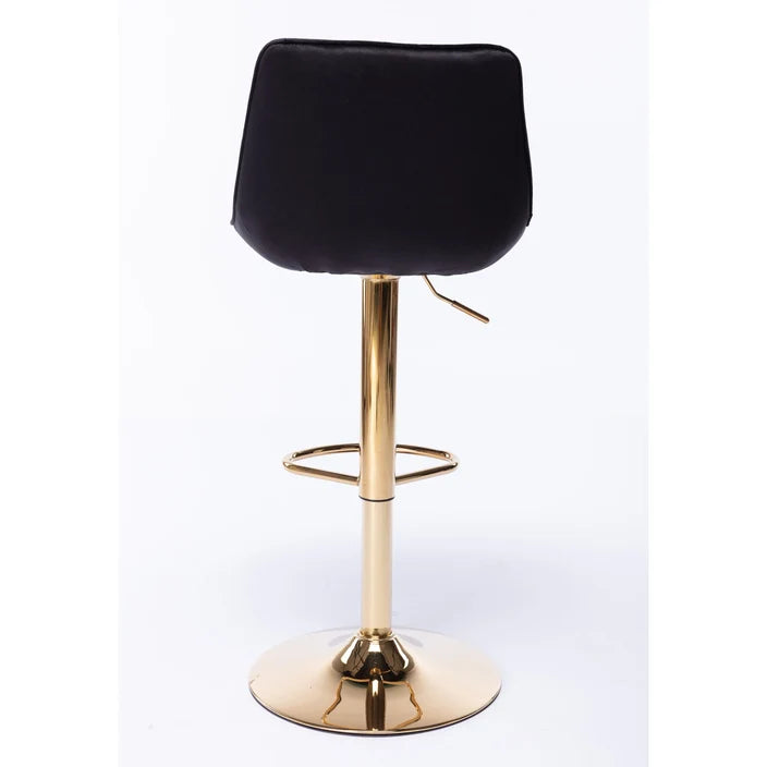Georgie Adjustable Gas Lift Bar Stool – Black Velvet & Gold Accent Base (Set of 2 Min Order)