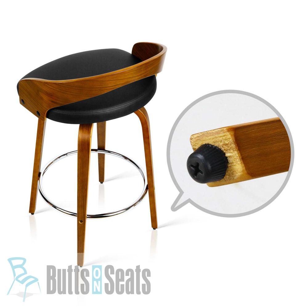 Cheeta Low Back Swivel Kitchen Counter Stool with Vinyl Seat and Chrome Footring on Timber Frame - Stylish and Comfortable Seating Solution X 2 STOOLS