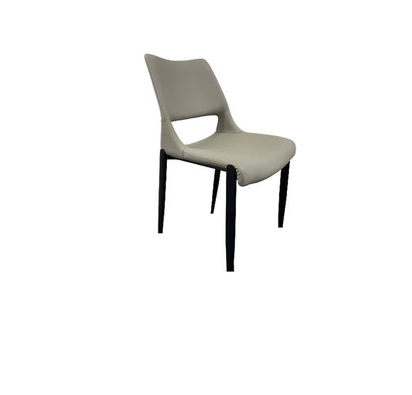 Emano Dining Chair - Black Powder Coated Steel Legs, Upholstered in Black or Taupe/Grey Vinyl