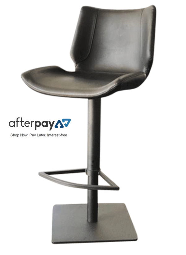 Idiom adjustable black bar stool with height adjustable seat and square metal base