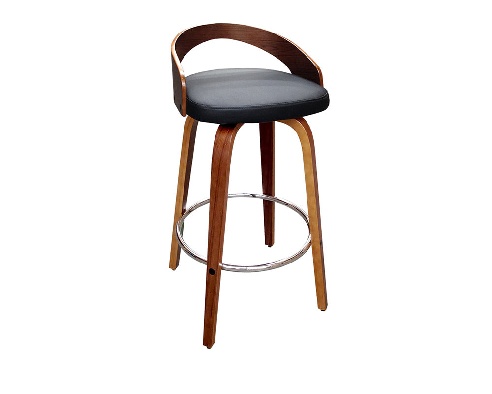 Cheetah Low Back Swivel Kitchen Counter Stool with Vinyl Seat, Chrome Footring & Timber Frame