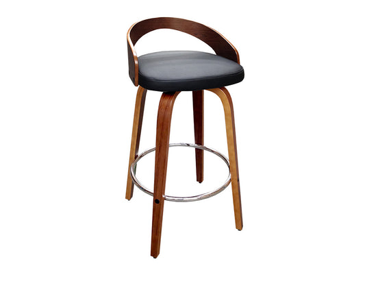 Cheetah Low Back Swivel Kitchen Counter Stool with Vinyl Seat, Chrome Footring & Timber Frame