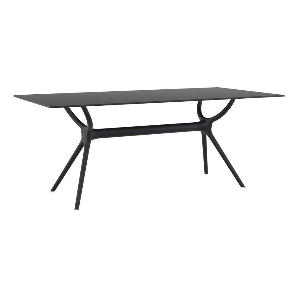 Furnlink black table base supporting a modern indoor outdoor dining table 180cm with sleek design